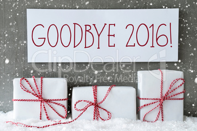 White Gift With Snowflakes, Text Goodbye 2016