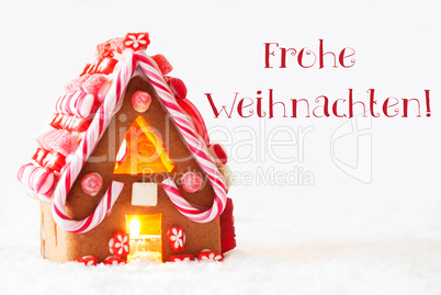Gingerbread House, White Background, Frohe Weihnachten Means Merry Christmas