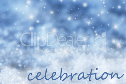 Blue Sparkling Christmas Background, Snow, Text Celebration