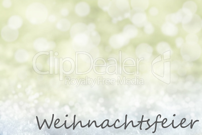 Golden Bokeh Background, Snow, Weihnachtsfeier Means Christmas Party