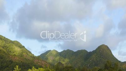 Time lapse of mountain view at Praslin island, Seychelles