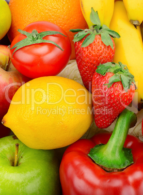 bright background of fruits and vegetables