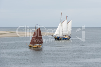 Sailing boats on the Wadden Sea near Vlieland.