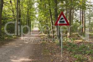 Warning sign with meaning level crossing without barriers in the