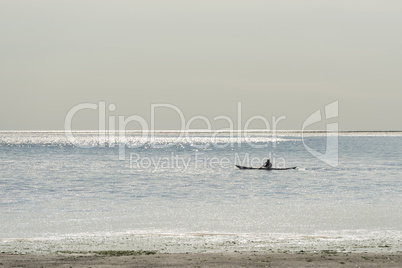 Canoeist on the Wadden Sea at Vlieland.