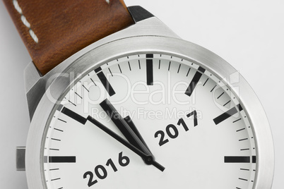 Watch with analog conceptual visualization of the turn of the ye
