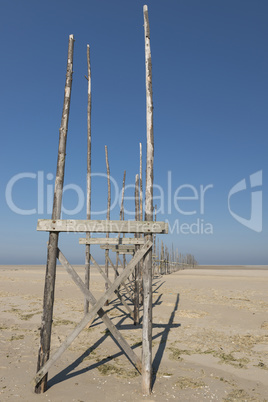 Pier on the sandbar the Vliehors on the island of Vlieland.