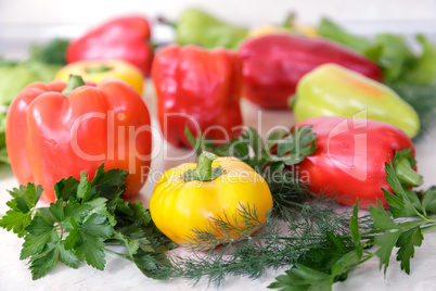 Red , yellow and green pepper bell pepper.