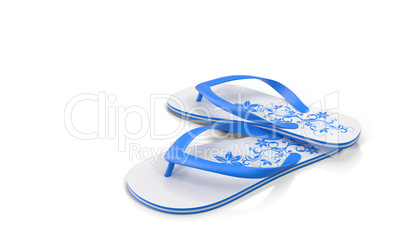 Slippers for the beach on a white background. 3D rendering
