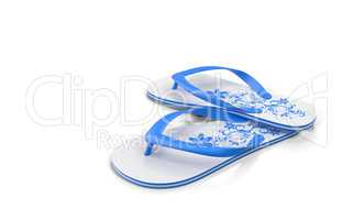 Slippers for the beach on a white background. 3D rendering