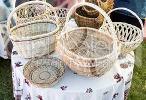 Wicker baskets for sale at the fair.