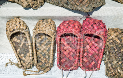 Vintage shoes of the peasant - braided sandals.