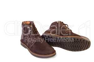 Mens shoes for winter on a white background.