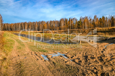 Forest road in autumn