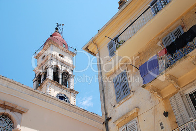 Corfu-City (Greece): Belltower of the Saint Spyridon Church, pat