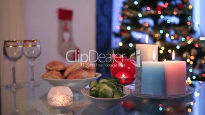 Table setting with Christmas decorations