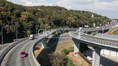 City highway interchange carry rush hour traffic
