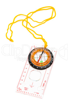 Compass with a yellow cord