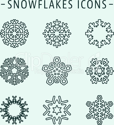 Set snowflakes icons