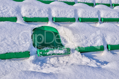 Background chairs at stadium , winter