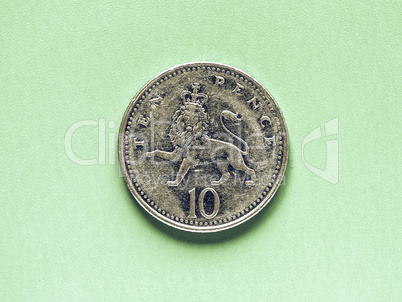 Vintage GBP Pound coin - 10 Pence
