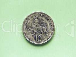 Vintage GBP Pound coin - 10 Pence