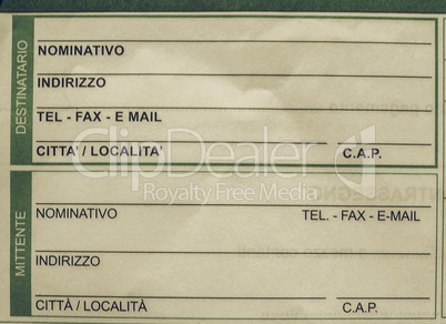Vintage looking Italian mail form