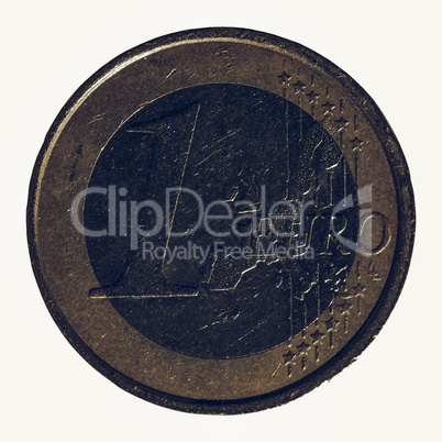 Vintage One Euro coin isolated