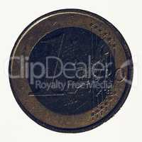 Vintage One Euro coin isolated