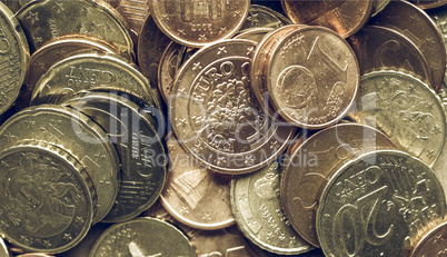 Vintage Euro coins background