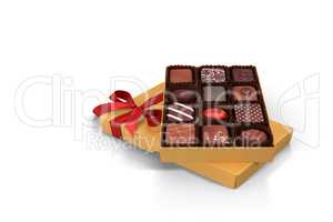3D illustration: a box of chocolates - holiday gift.