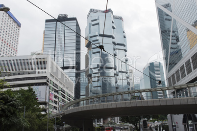 Hongkong Innenstadt in der Regenzeit mit Smog Wolke