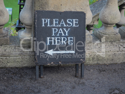 Please pay here sign