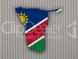 Karte und Fahne von Namibia auf Wellblech