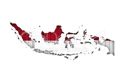Karte und Fahne von Indonesien auf Wellblech