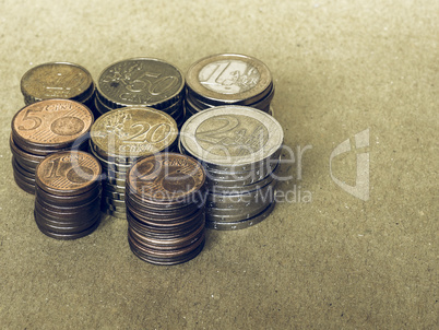 Vintage Euro coins pile