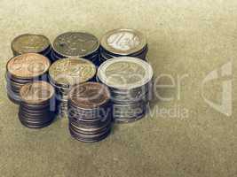 Vintage Euro coins pile