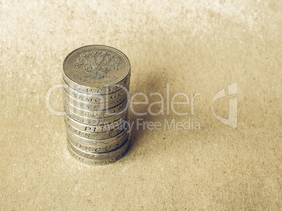 Vintage Pound coins pile