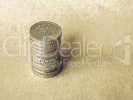 Vintage Pound coins pile