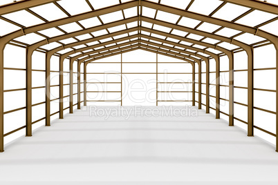 Steel skeleton of a hall, 3d illustration