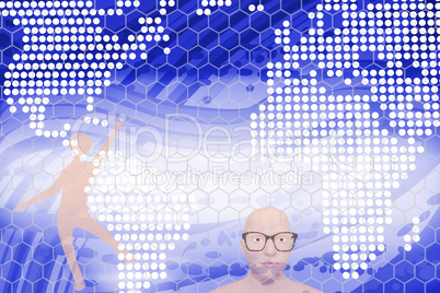 Visual background with person as well as letter and numbers, 3d-illustration