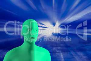 Visual background with person and beam of light, 3d-illustration