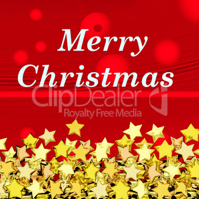 Christmas card with background and many gold stars, 3d illustration