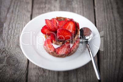Strawberry tart on the plate