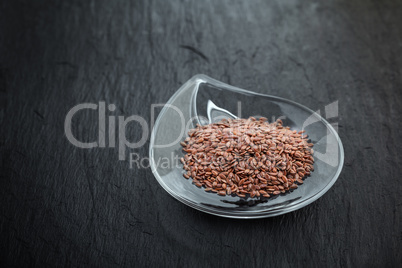 Flax seed in glass bowl