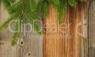 Weihnachten Holzhintergrund mit Baum und Stiefel Banner