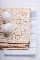 Matza and eggs for Jewish celebration passover