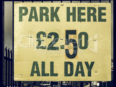 Vintage looking Parking sign