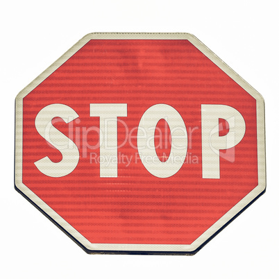 Vintage looking Stop sign isolated