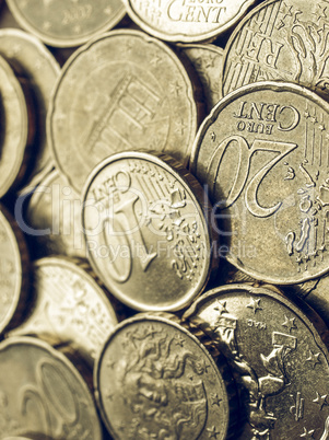 Vintage Euro coins background